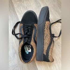 Vans Suede Leopard and Black. Size 7.